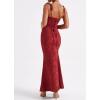 meilun Sleeveless Printed Halter Neck Dress Backless Hip-Exposing Fishtail Maxi Dress(Red)