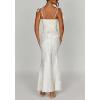 meilun Sleeveless Printed Halter Neck Dress Backless Hip-Exposing Fishtail Maxi Dress(White)