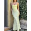 meilun Sleeveless Printed Halter Neck Dress Backless Hip-Exposing Fishtail Maxi Dress(Yellow)