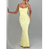 meilun Sleeveless Printed Halter Neck Dress Backless Hip-Exposing Fishtail Maxi Dress(Yellow)