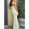 meilun Sleeveless Printed Halter Neck Dress Backless Hip-Exposing Fishtail Maxi Dress(Yellow)
