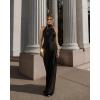 meilun Tie-Neck Maxi Dress Fitted Waist Elegant Evening Gown Luxury Party Dress(Black)