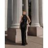 meilun Tie-Neck Maxi Dress Fitted Waist Elegant Evening Gown Luxury Party Dress(Black)