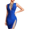 meilun Sexy Mesh V-Neck Party Dress Sleeveless Bandage Bodycon Dress Wedding Guest Dress