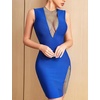 meilun Sexy Mesh V-Neck Party Dress Sleeveless Bandage Bodycon Dress Wedding Guest Dress