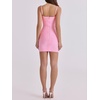 meilun Bandage Mini Dress Casual Strappy Classic Strapless Party Dress(Pink)