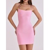 meilun Bandage Mini Dress Casual Strappy Classic Strapless Party Dress(Pink)