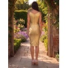 meilun Bandage Bodycon Cocktail Dress for Wedding Guest Strap Foil Formal Gowns Evening Dress(Gold)