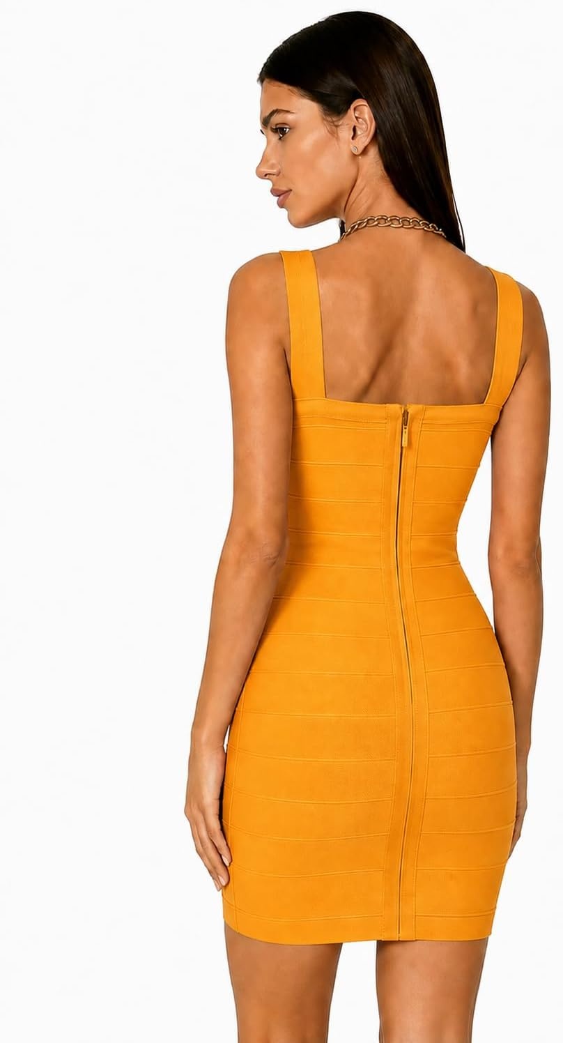 image:imagemeilun Bodycon Bandage Dress Womens Classic Strap Pencil Cocktail Party Club Mini DressTurmeric