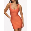 meilun Bodycon Bandage Dress Women’s Classic Strap Pencil Cocktail Party Club Mini Dress(Orange)