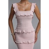 Romantic Contour Sleeveless Ruffle Knit Top and Skirt Two Piece Set(Pink)