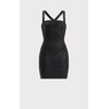 meilun Bandage Mini Dress Classic Casual Cross-Back Dress(Black)