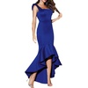 Sleeveless Square Neck Prom Evening Gowns Formal Ball Dresses Ruffle Fishtail Midi Dress